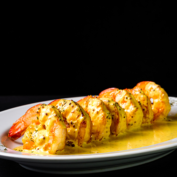 Camarones Del Mar Jakes A la Mostaza y Vino Blanco